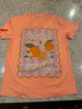 Peach Graphic Short Sleeve Tee with Citrus Print